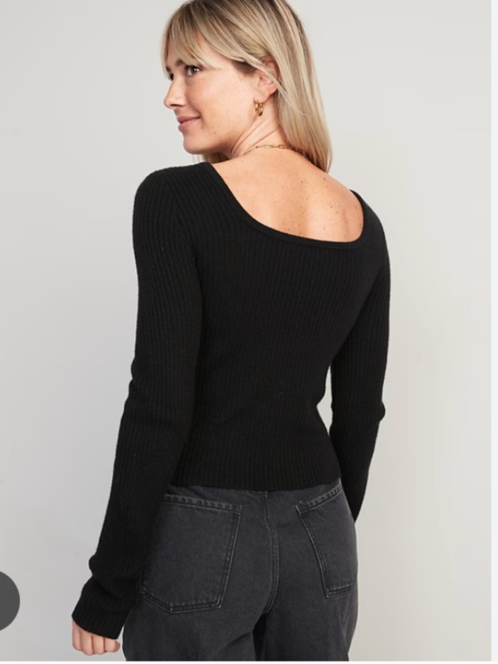 Old Navy Fitted Cropped Square-Neck Rib-Knit Sweater